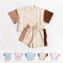 New Summer Cotton Toddler Short Sleeve T shirt And Shorts Set Baby Boys Girls Clothes Stitching Color Casual Tops Outfits 2PCS - M & M Global