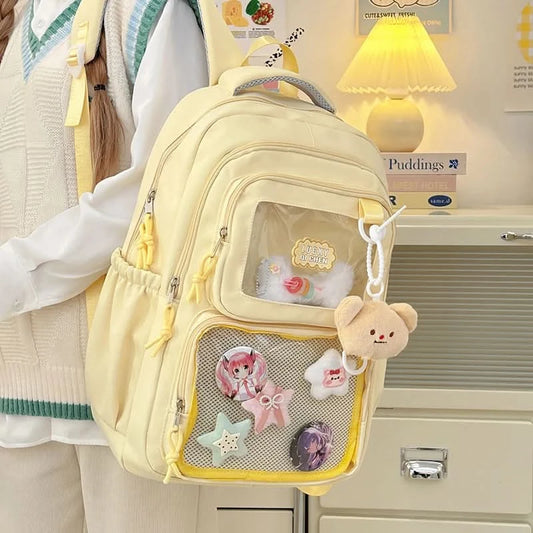 Japanese Style Kawaii Backpack Girls Transparent Ita Bag Women Large Capacity Backpack Fashion School Bag for College Student JK - M & M Global