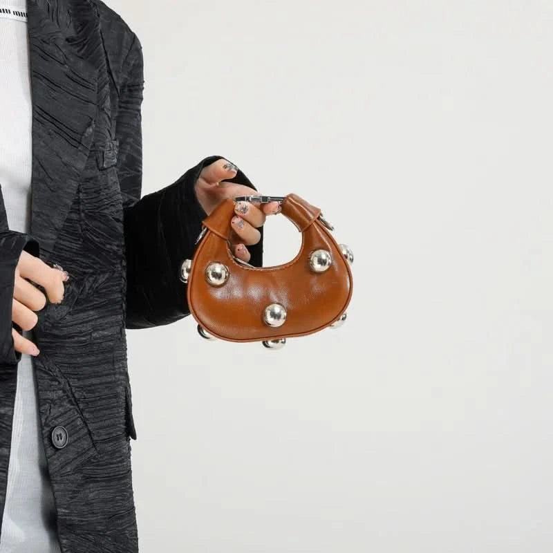 Retro Versatile Ladies Mini Handbag Women Big Rivet Personality Luxury Designer Crossbody Bags for Women Streetwear Shoulder Bag - M & M Global