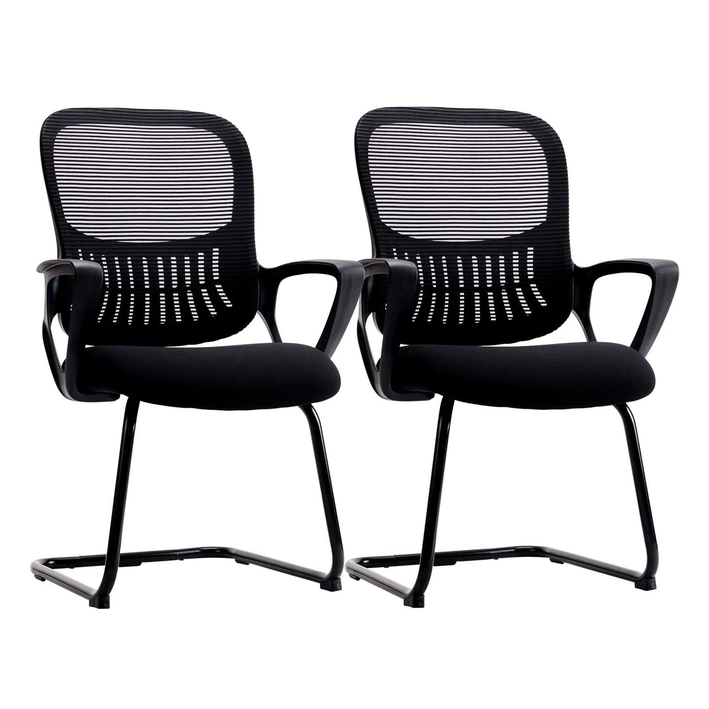 JHK Ergonomic Office Chair No Wheels with Comfy Armrest and Mesh Lumbar Support Back Basket Design for Guest Reception