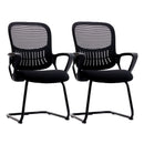 JHK Ergonomic Office Chair No Wheels with Comfy Armrest and Mesh Lumbar Support Back Basket Design for Guest Reception