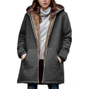 2025wish Women's Fleece Lined Hoodie Pure Color Long Sleeve Zipper Closure Comfortable Fit Sweatshirt for Autumn And Winter