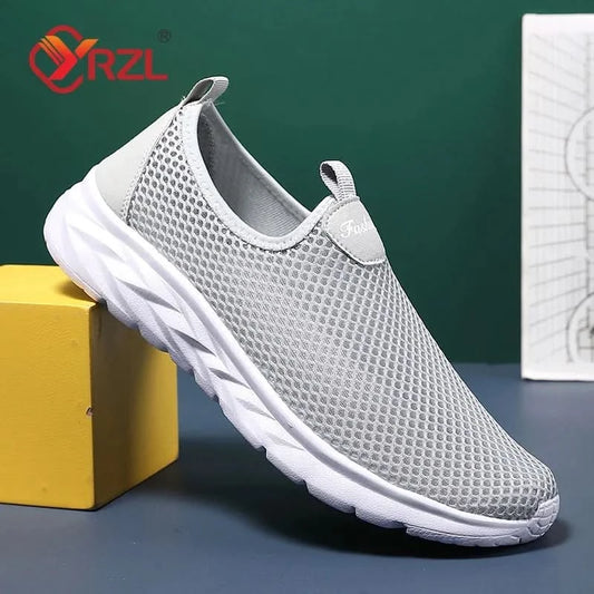 YRZL Mesh Loafers Men Casual Shoes Summer Lightweight Outdoor Male Walking Shoes Anti-slip Comfortable Slip on Loafers for Men - M & M Global