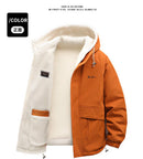 Reversible Winter Lamb  Fleece Hooded Jacket Streetwear Men Women Reversible Cotton Jackets Casual Zipper Thick Warm Coat