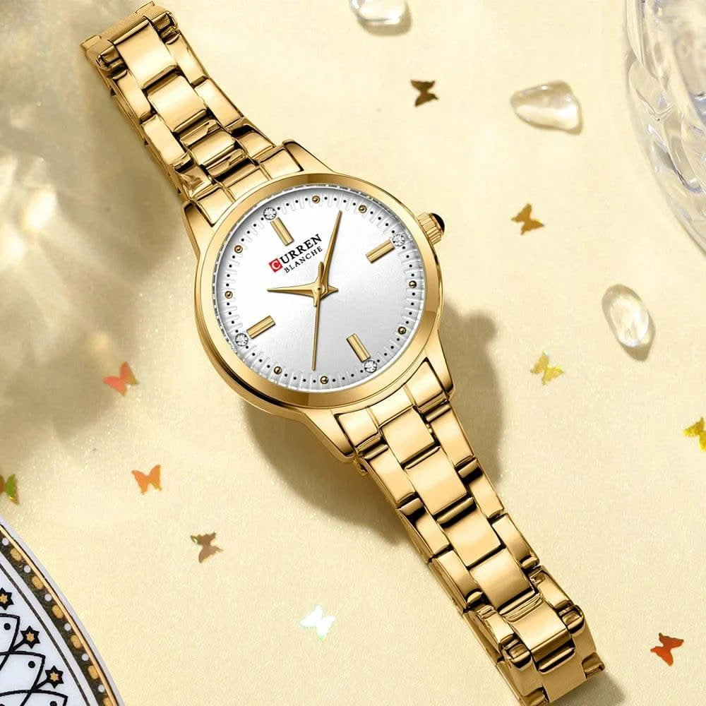 CURREN-Women's Simple Dial Wristwatch, Elegant and Charming Bracelet Quart Watches for Lady, Fashion Brand - M & M Global