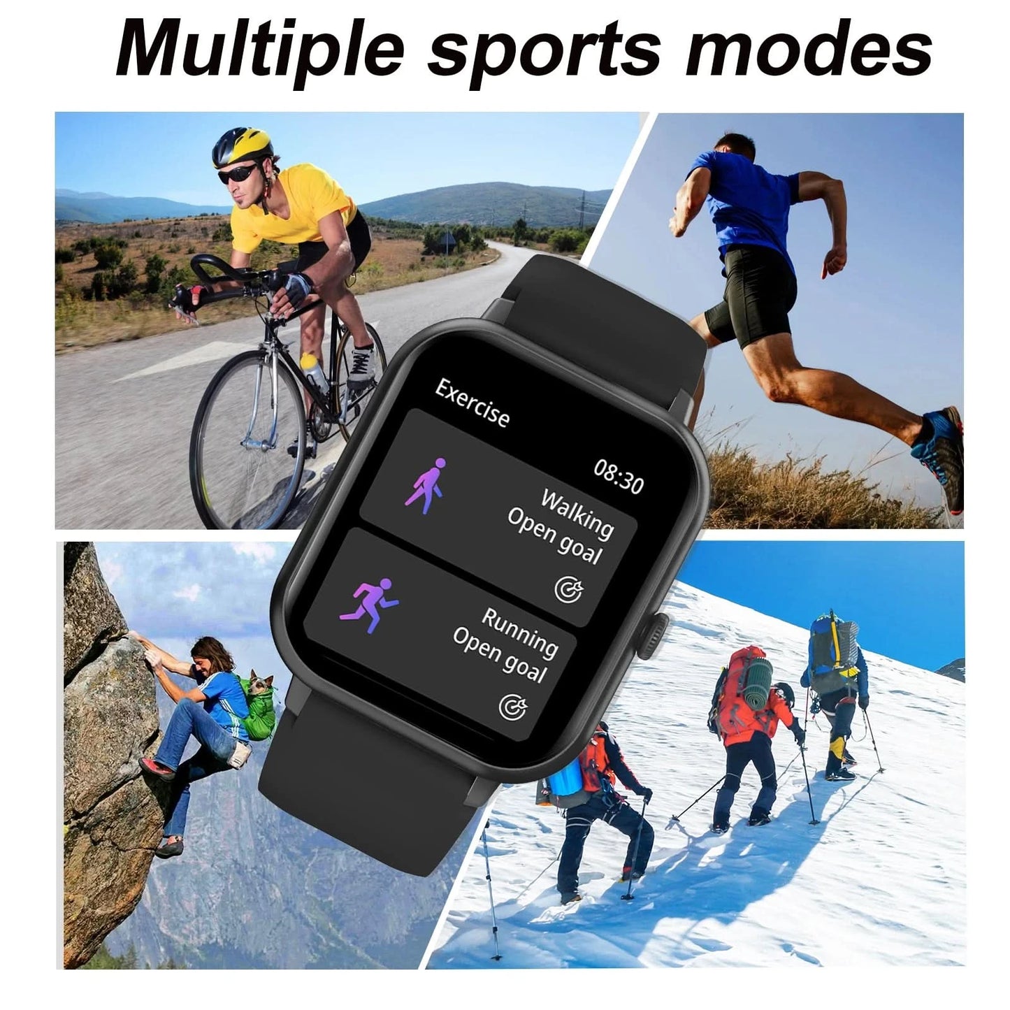Smart watch, multi-sport mode, call reminder, message reminder, custom wallpaper, compatible with iPhone/Android