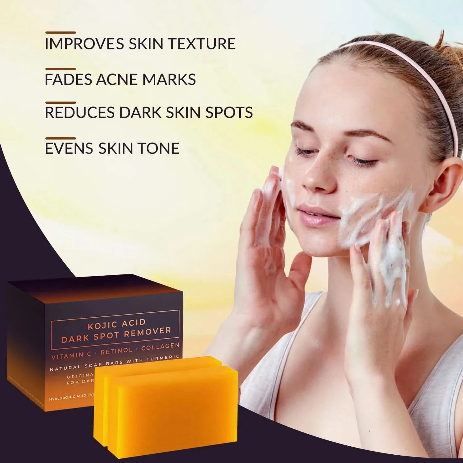 Kojic Acid Dark Spot Remover Whitening Soap Handmade Skin Care Deep Cleaning Moisturizing Cleansing Essential Soap Brighten Skin - M & M Global
