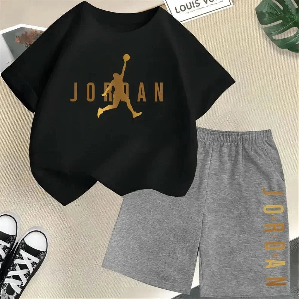 Hot Sales Summer Slam Dunk Master Pattern Print Children Short Sleeve T-shirt+Shorts 2pcs Set Kids Boy Girl Fashion Sportsuit - M & M Global