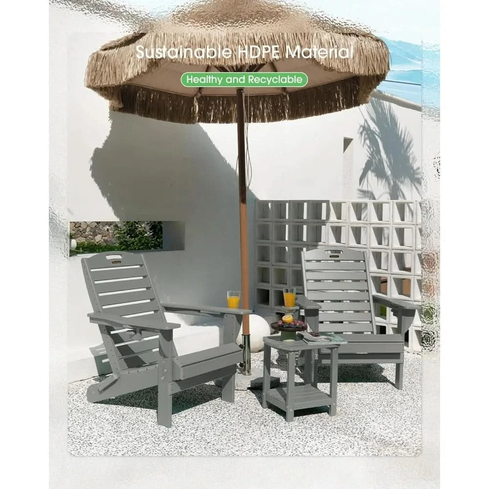 Chairs Set of 2, Outdoor Fire Pit Chairs,with Cup Holder, Lawn Chair for Deck, Patio, HDPE All-Weather Chairs