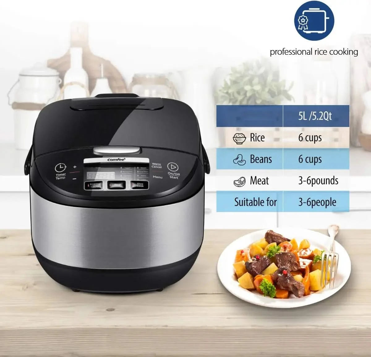 Rice Cooker, Japanese Large Rice Cooker with Fuzzy Logic Technology, 11 Presets, 10 Cup Uncooked/20 Cup Cooked, Auto Keep Warm, - M & M Global