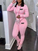 Women's 2-Piece Tracksuit Set - Letter Print Hoodie & Joggers Jogging Sweat Outfits