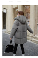 2025 Winter New Down Coat Women Parkas Fashion Long Hooded Outerwear Female Cotton-padded Padded Jacket Loose Ladies Overwear