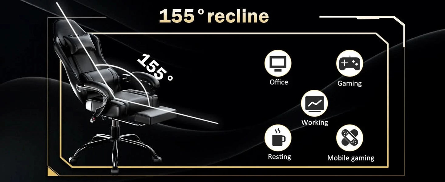 Ergonomic Gaming Chair Recliner, PU Leather Racing Game Chairs for Adults, Executive Office Chair Gamer Chair with Massager