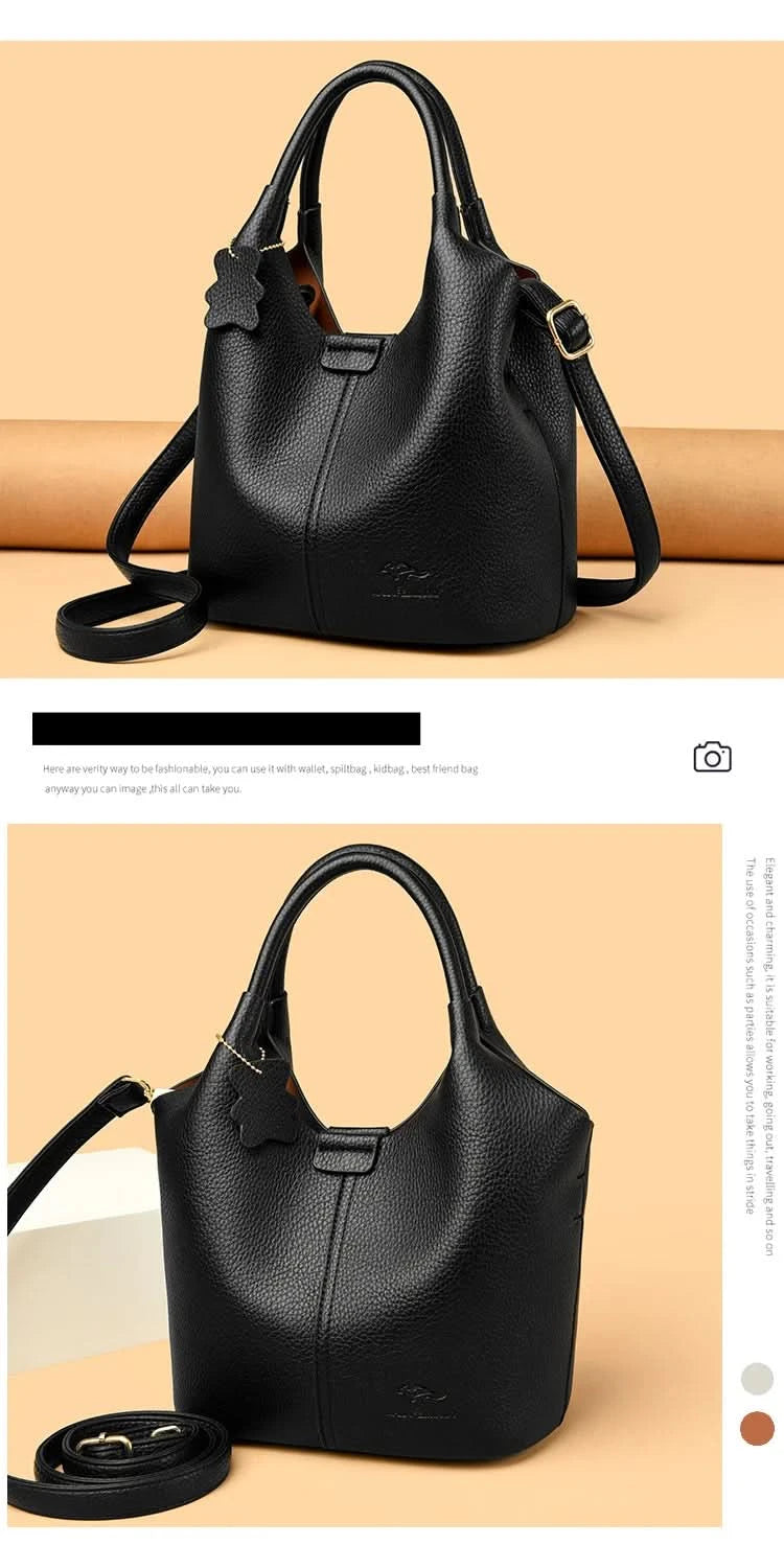 Soft Leather Handbags for Women Vintage Shoulder Bag Luxury Designer Ladies Large Capacity Bags Sac A Main - M & M Global