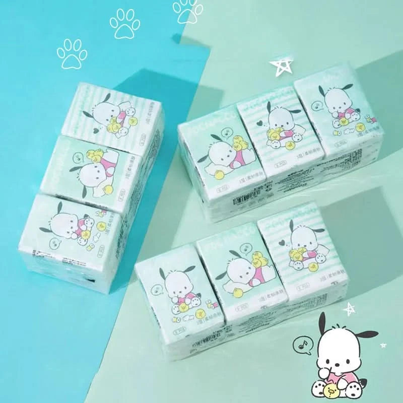 Kawaii Hello Kitty Handkerchief Paper Cartoon Sanrio Pochacco Kitty Printed Napkins Portable Small Pocket Tissues Facial Paper - M & M Global