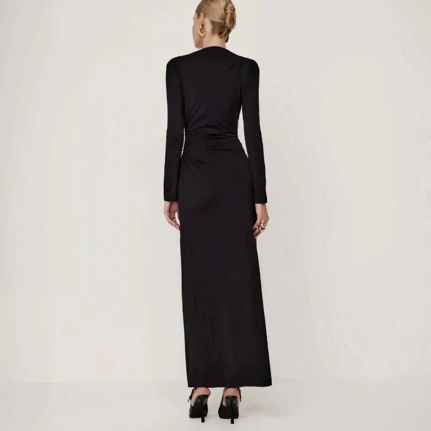 Tossy Fashion Autumn Pleated Long Dress Female High Waist Slim Bandage Solid Elegant Commute Clothes Ladies Y2k Maxi Dress 2024 - M & M Global