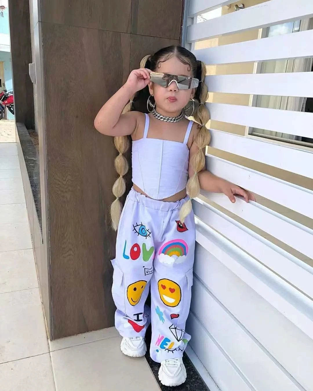 Children's Clothing Girl's Clothes 2 Pcs Set Summer Suspender Top+Long Pants Kid Girl Fashion For 3 4 5 6 7 8Y - M & M Global