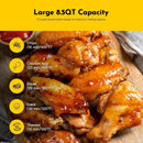8.5QT Air Fryer, Upgraded Family Size Capacity, Visual Window, Square Basket Dials Stainless Steel Air Fryers, Reheat Leftovers, - M & M Global