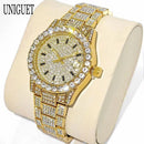 2025 Hot Fashion Gold Watches Women Luxury Stainless Steel Elegant Iced Diamond Jewelry Quartz Wristwatch Ladies Dropshipping - M & M Global