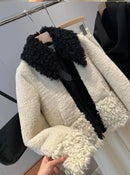 Original high-quality 2026 new women's jacket top patchwork faux fur effect coat
