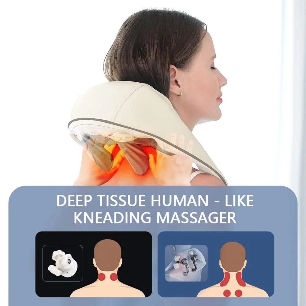 Dropshipping Electric Neck And Shoulder Massager Shiatsu Shawl Kneading Massage Pillow Shoulder Leg Body - M & M Global