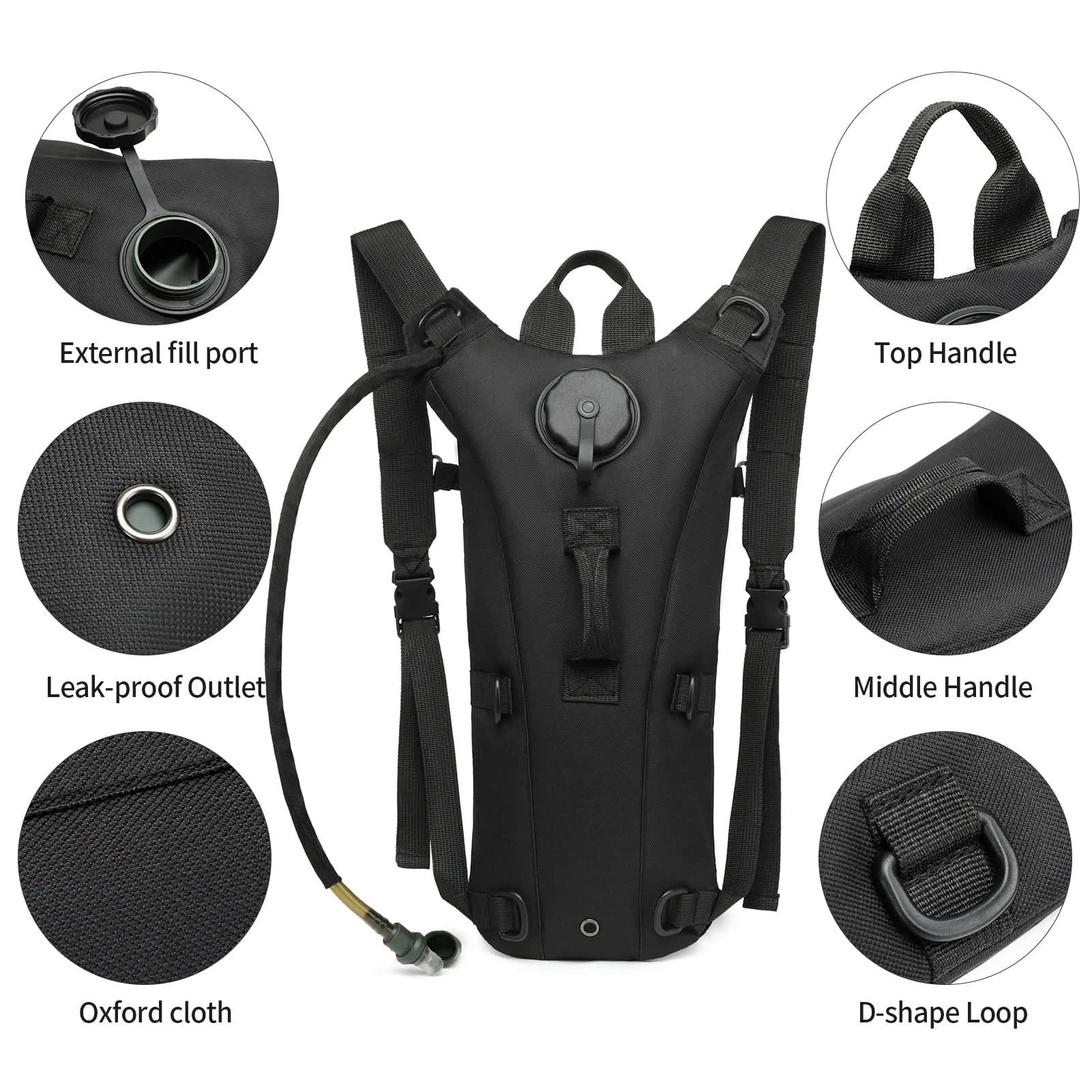 Tactical Water Hydration Pack - Military Class Camel Backpack with 3L Leakproof Water Bladder for Running, Jogging, Cycling - M & M Global