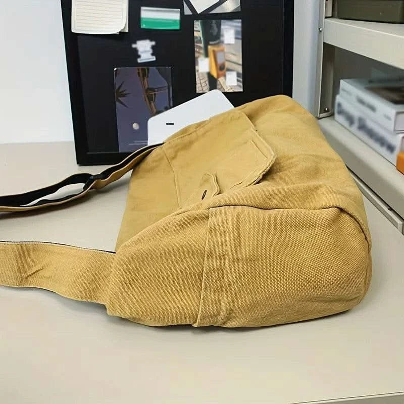 Casual Canvas Messenger Bag Versatile Flip Large Capacity Shoulder Book Bag For Student Adjustable Crossbody Bag For Men Women - M & M Global