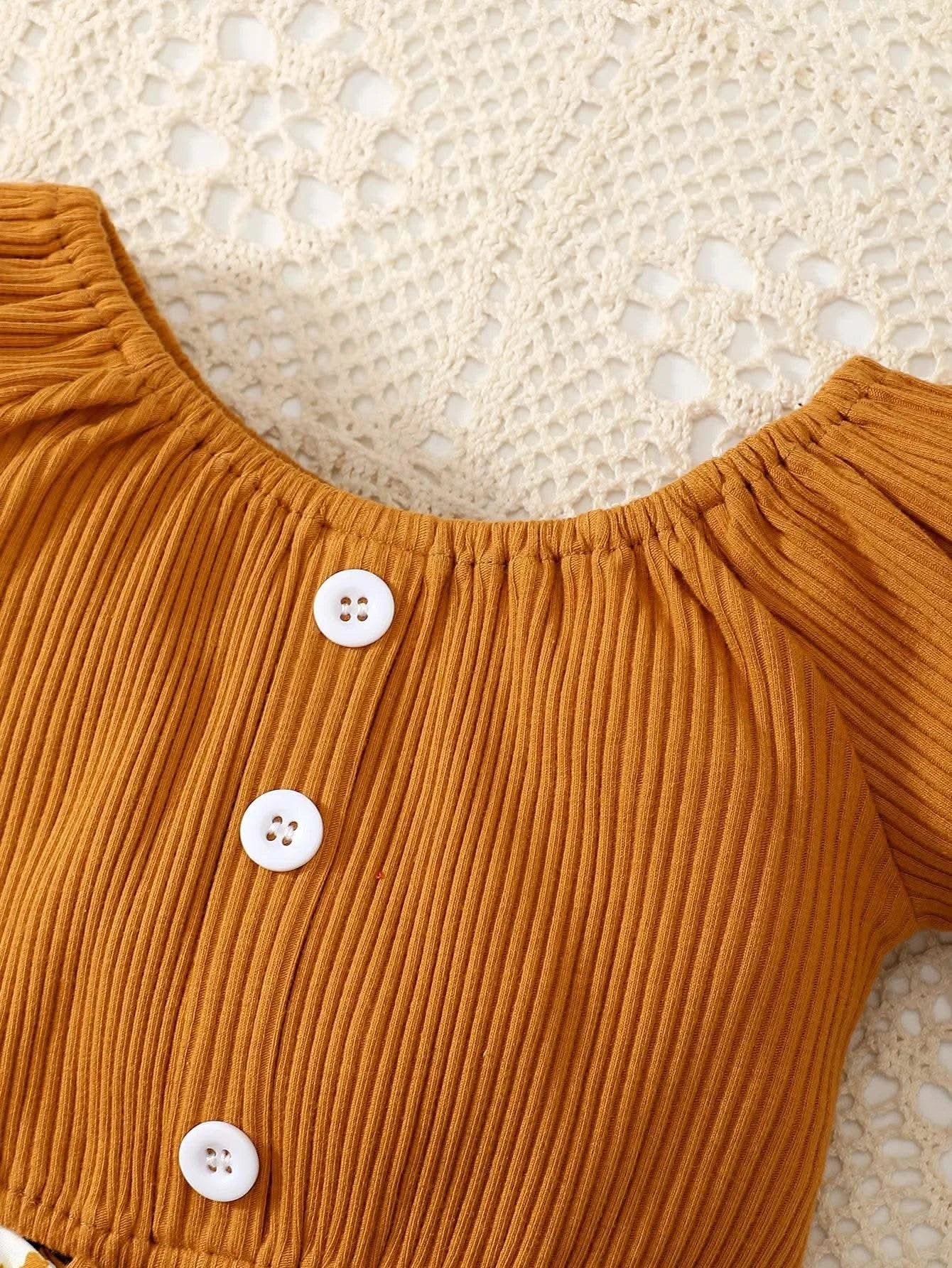 Baby Girl Summer Two-Piece Set Cute Casual one Shoulder Buckle Bow Short Skirt Set Headband Two-Piece Set - M & M Global