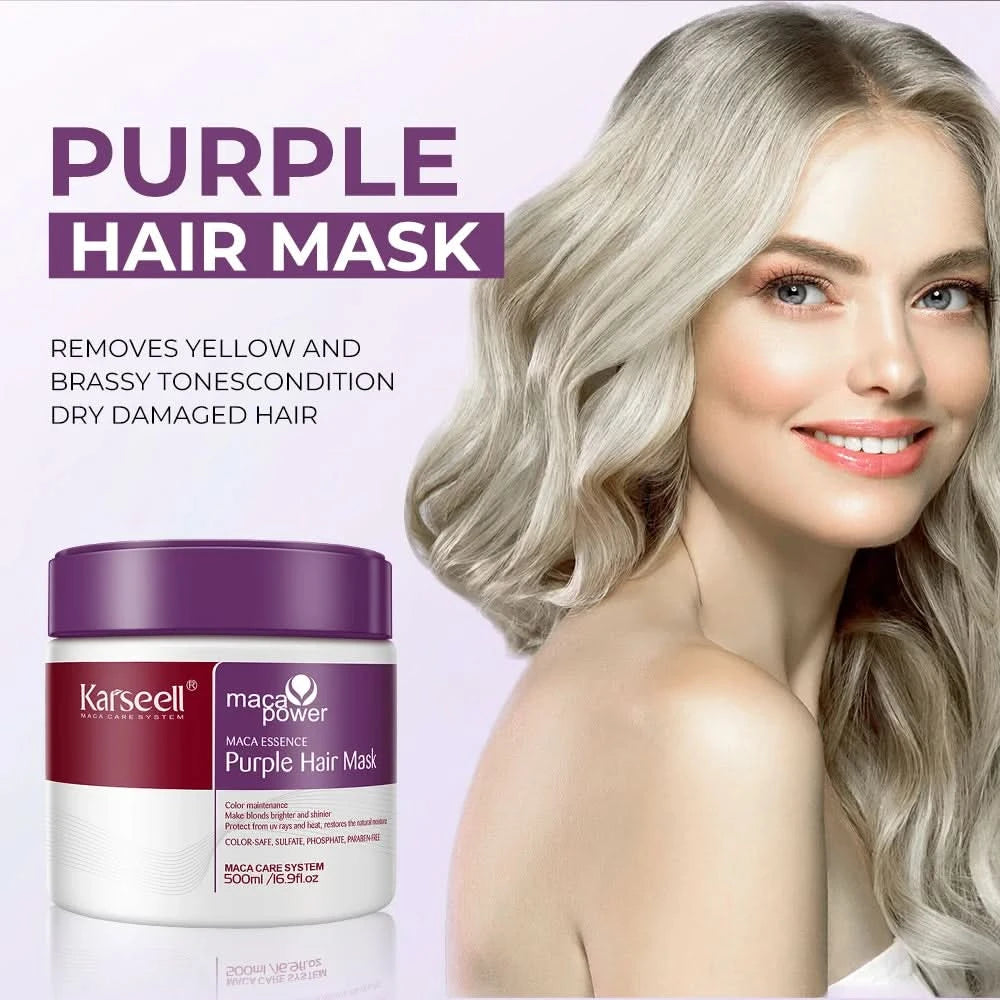 Karseell 500ml Purple Hair Mask Professional Neutralizes Brass  Yellow Tones For Blonde Silver Gray Highlighted Hair - M & M Global