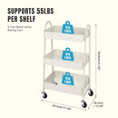 JHK 3 Tier Metal Storage Kitchen Cart with Lockable Wheels Mobile Shelving Unit Utility Rolling Organizer For Home Narrow Places