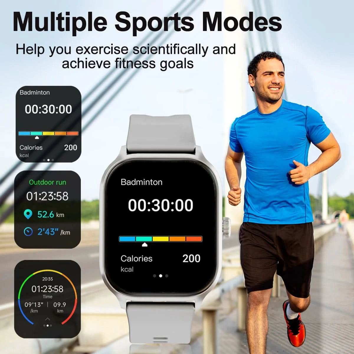 Smart watch with full touch screen, call, message reminder and other functions, compatible with iPhone/Android phones