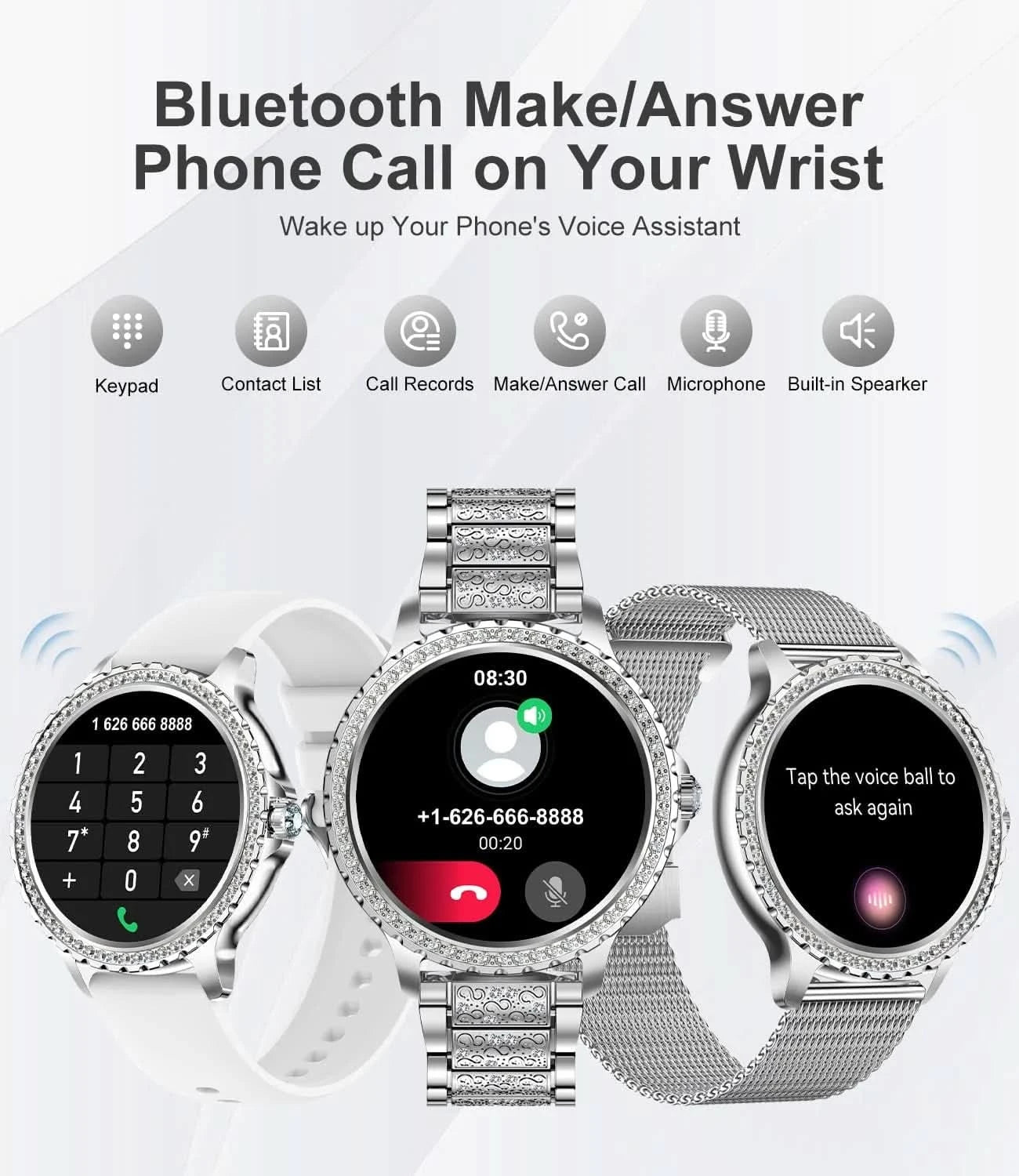 Smart Watches for Women,1.32" HD Fitness Tracker Watch with Answer/Make Call,AI Voice Control,Heart Rate/Calories/SpO2