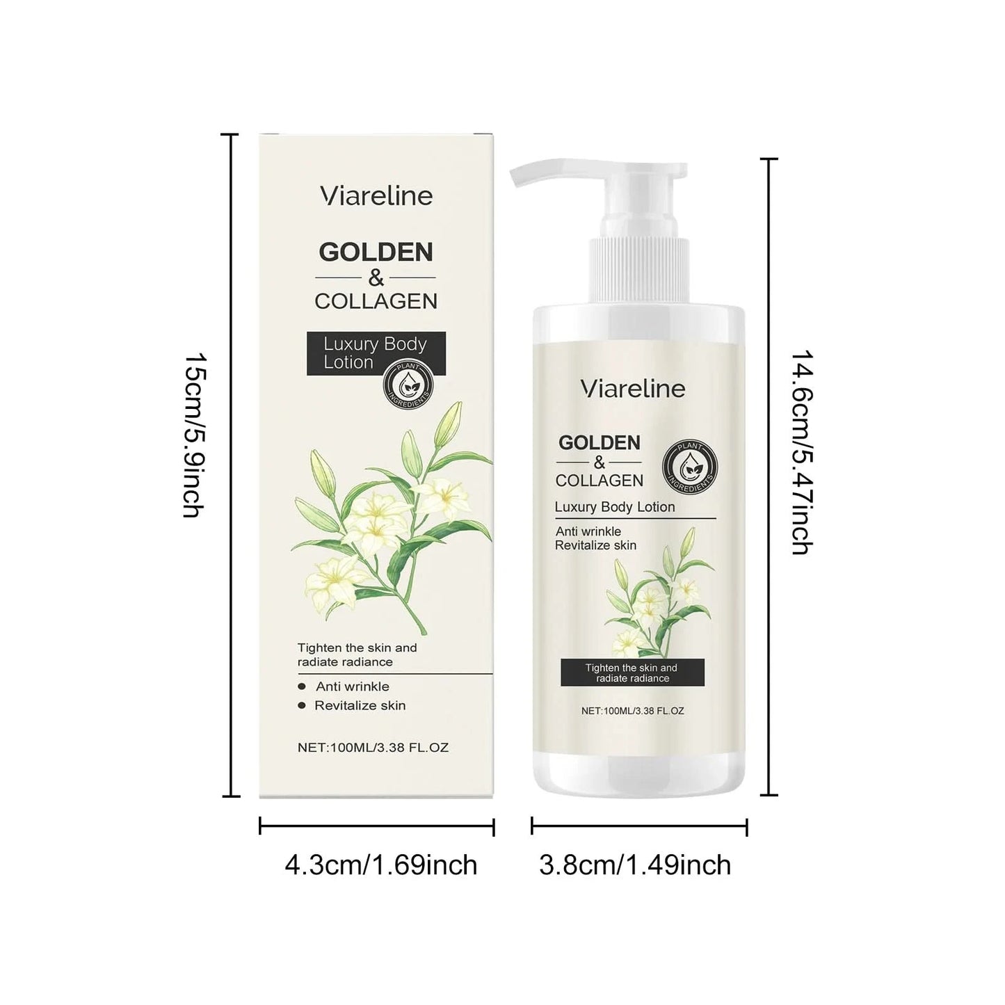 Viareline Collagen Body Lotion Floral Scent Moisturizing Improve Skin Smoothness Non-greasy Anti-wrinkle Luxury Body Cream - M & M Global