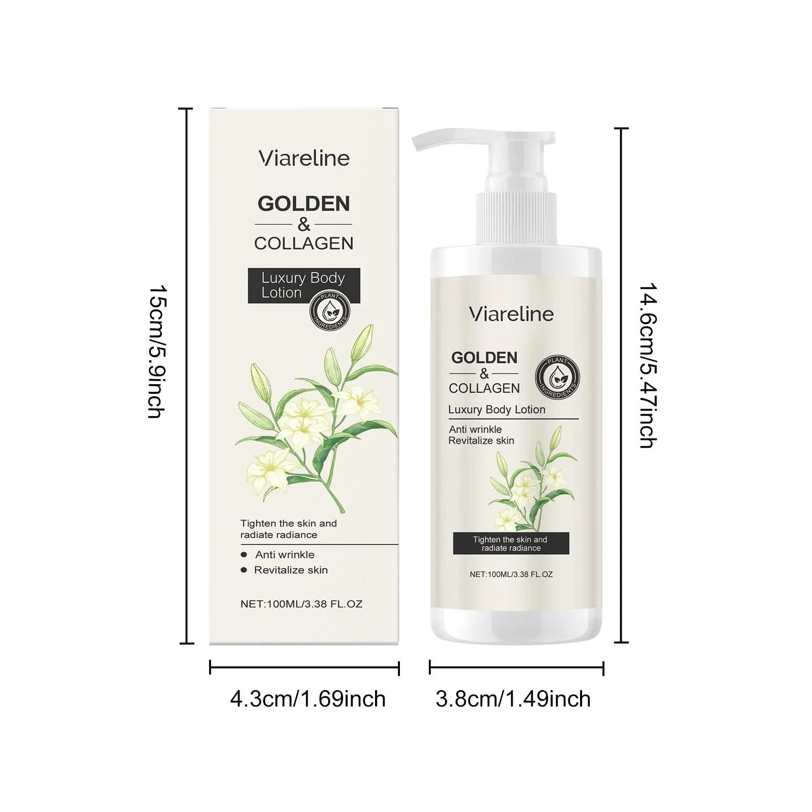 Viareline Collagen Body Lotion Floral Scent Moisturizing Improve Skin Smoothness Non-greasy Anti-wrinkle Luxury Body Cream - M & M Global