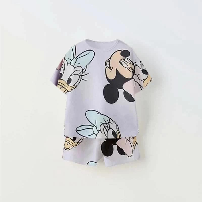 Cartoon Suits New Short Sleeve Outfits New Trendy Casual Costume For Boys Child 2025 Summer Wear Cute Round Neck TShirt+Shorts - M & M Global