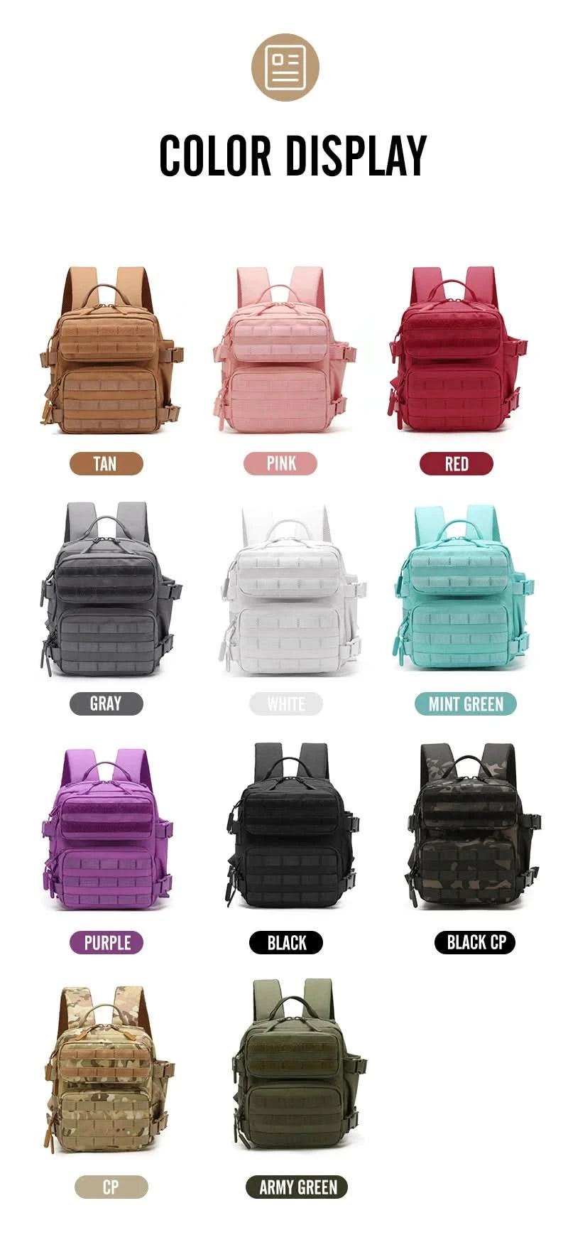 New Camping Hiking Backpack Tactical Molle 900D Men&Women School Bag Outdoor Gym Ruckdack Shoulder Pack with Dual Cup Holder - M & M Global