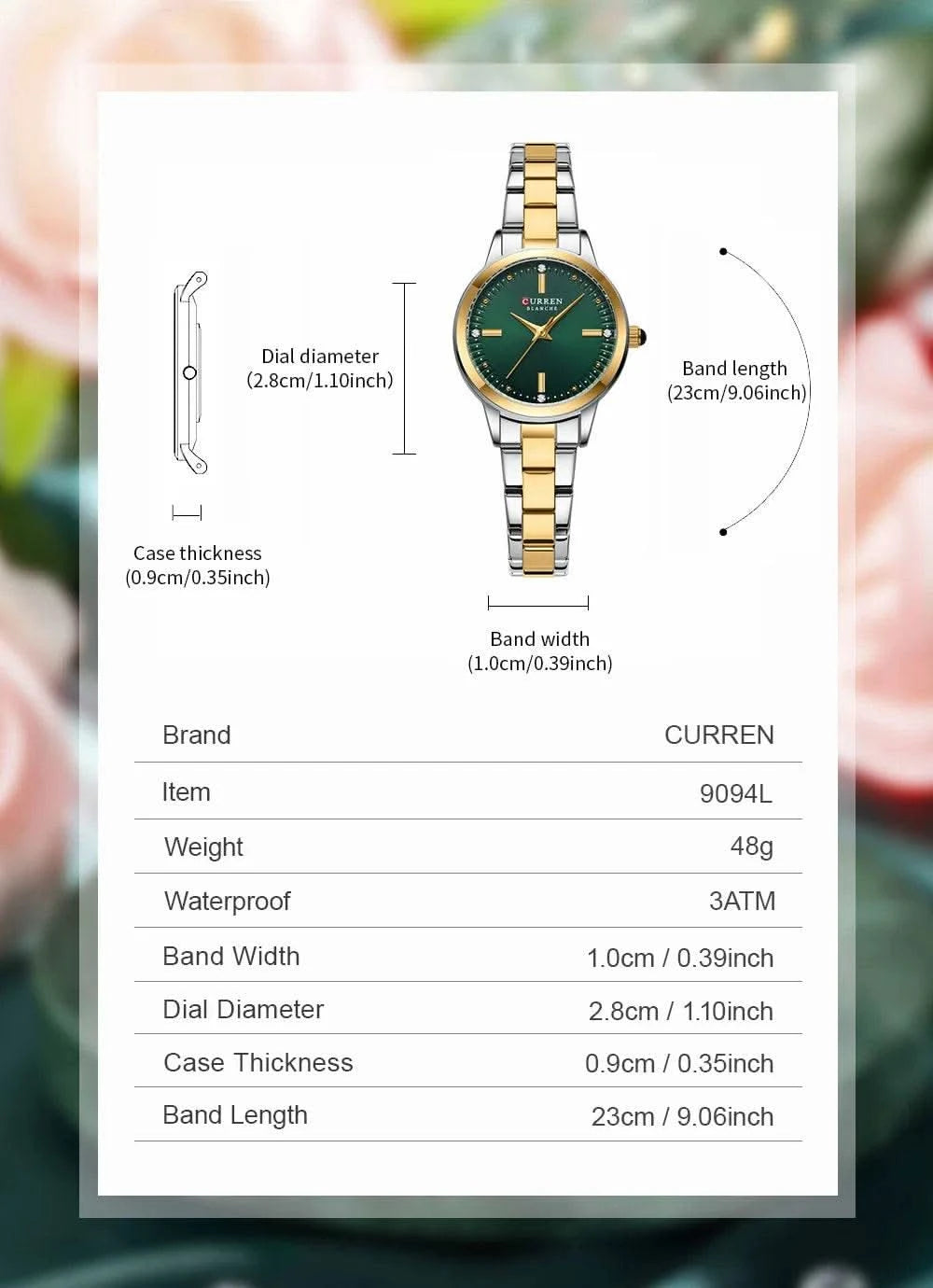 CURREN-Women's Simple Dial Wristwatch, Elegant and Charming Bracelet Quart Watches for Lady, Fashion Brand - M & M Global
