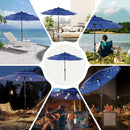 JHK 10FT 3-Tier Patio Outdoor Umbrella with Solar 32 LED Lights Tilting Table Umbrella with 8 Sturdy Ribs for Garden Backyard
