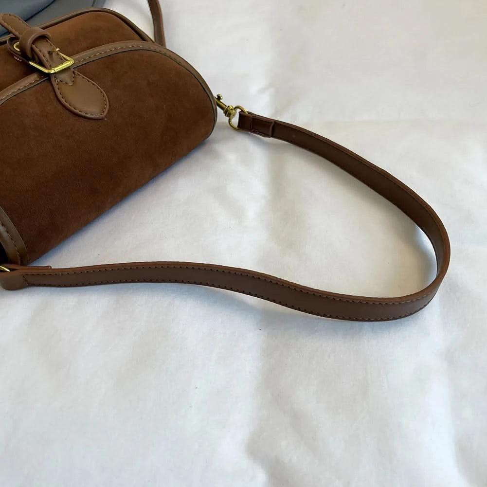 Korean Fashion New Small Square Bag Shoulder Bags Brown Niche Retro Suede Surface Leisure Versatile Trend Lady Crossbody Bags - M & M Global