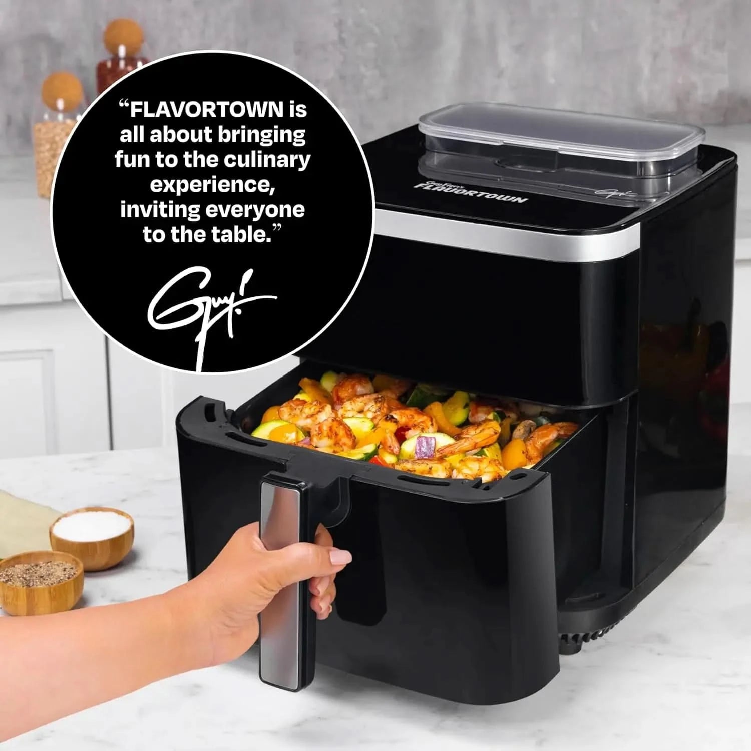 6.5 Quart Steam Air Fryer with Moisture Lock Technology – Programmable Steamer and Air Fryer Combination, Temperature Control, 1 - M & M Global