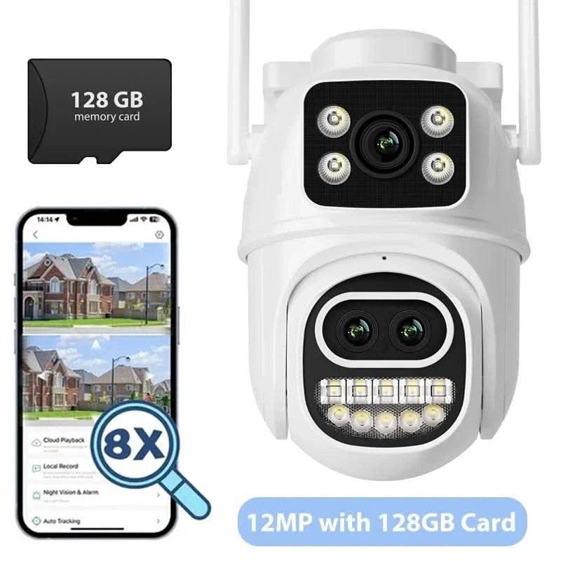 BESDER 6K 12MP Wifi Camera PTZ Dual Screen 8X Digital Zoom AI Auto Tracking Outdoor 8MP CCTV IP Camera Security Protection iCSee - M & M Global