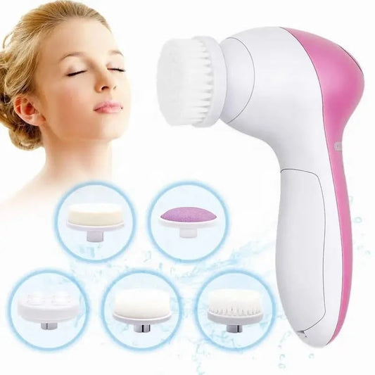 Electric Facial Cleaner 5 IN 1 Face Cleansing Brush Wash Machine Spa Skin Care Massager Blackhead Cleaning Facial Cleanser Tools - M & M Global