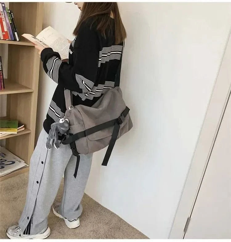 Canvas Messenger Bag Ladies Big Capacity Handbags Shoulder Bag Youth Girls Student School Bags Fashion Men Crossbody Bags Bolsos - M & M Global