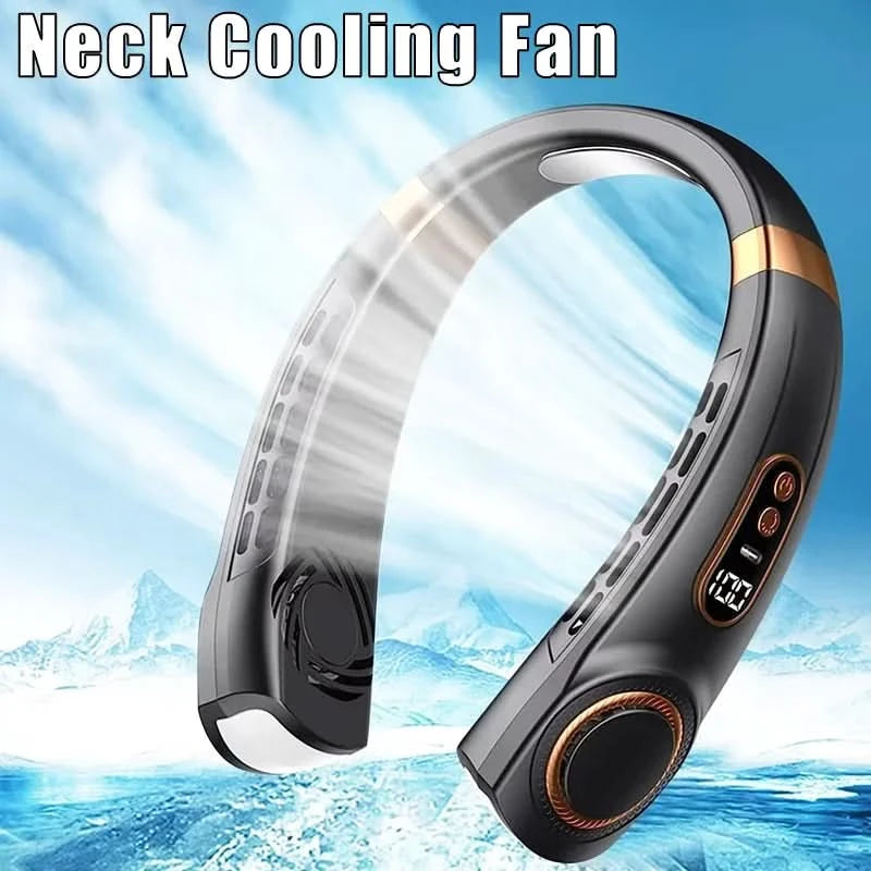 Portable Neck Mounted Fan Typc Charging Adjustable 5-Speed Turbine Neckband Fan Without Blades Suitable For Outdoor Use - M & M Global