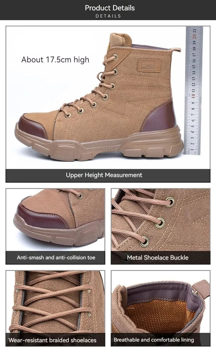Men’s Industrial Safety Shoes Steel Toe Cap - Anti-Smash Anti-Punctur Outsole Outdoor Indestructible Construction Work Shoes