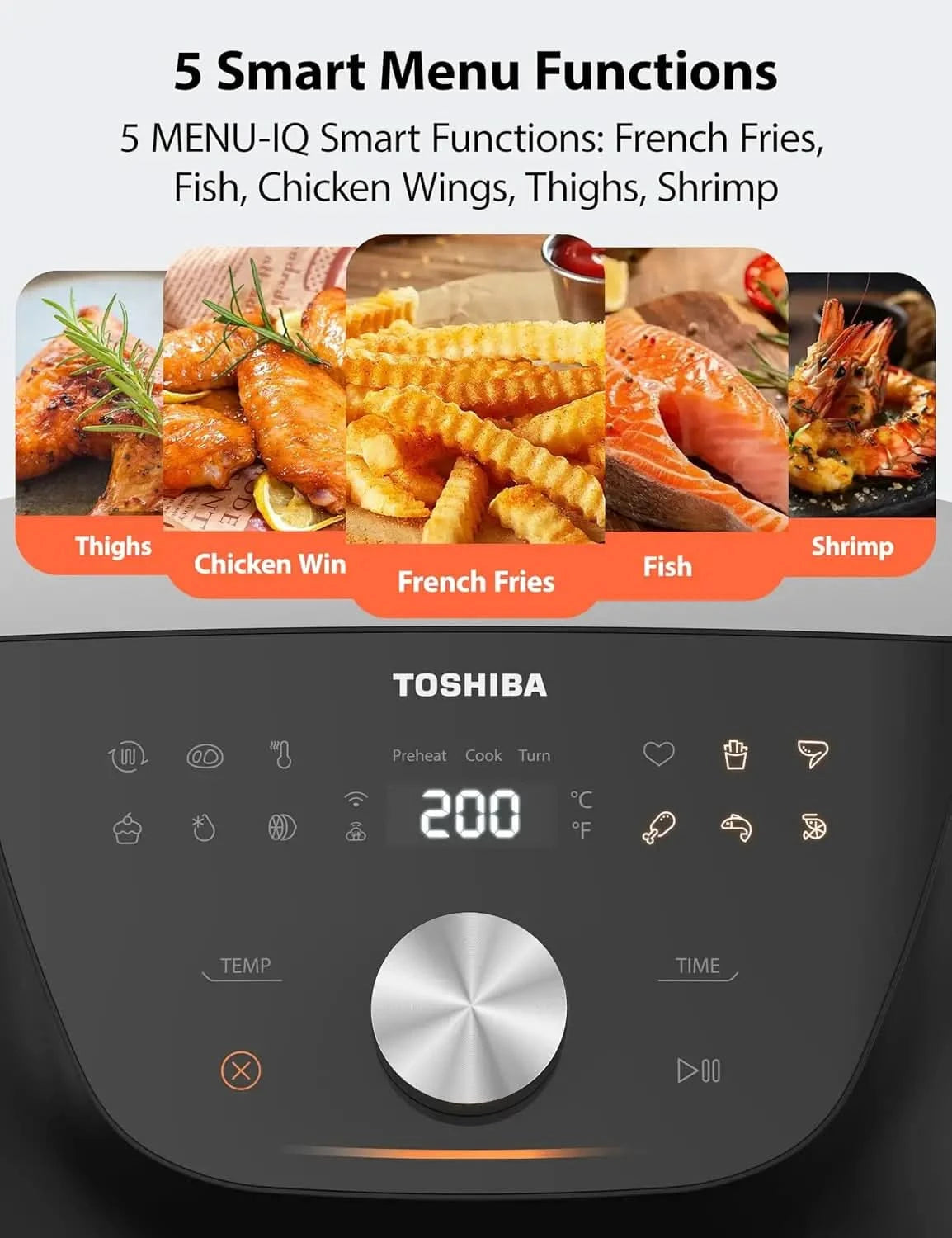 7.7QT Air Fryer, Family-Size for Quick and Easy Meals, 12 Preset Menus and Menu-IQ Function, 1°F Precision, 90% less fat, Double - M & M Global