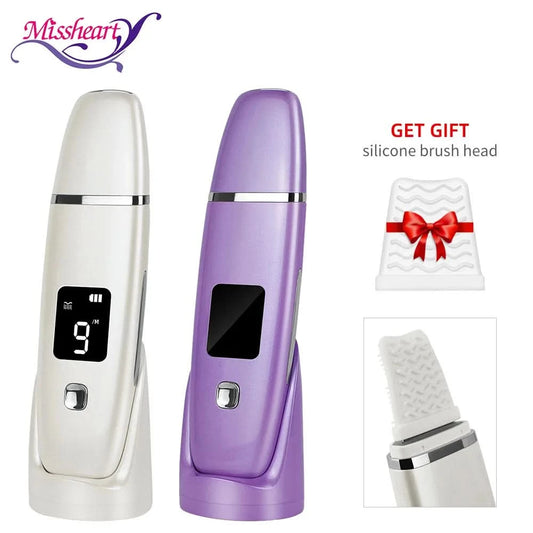 Ultrasonic Skin Scrubber Facial Spatula Blackhead Remover Deep Face Cleaning Lift Machine Peeling Shovel Pore Cleaner - M & M Global