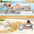 Tanning Chair, 400LBS Beach Lounge with Face Arm Hole & Hand Shoulder Strap, Folding Layout Sunbathing Chair, Face Down Outdoor