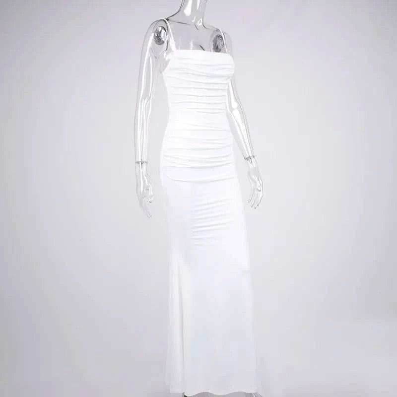 Elegant Dresses for Women Almond Corset Maxi Dress Draped Evening Night Party Dresses Bodycon Sexy Backless Dress with Fishbone - M & M Global