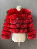 DEAT Fashion Orange Imitation Fox Fur Grass Coat Women's Round Neck Plush Thick Jacket Winter New 7A1578